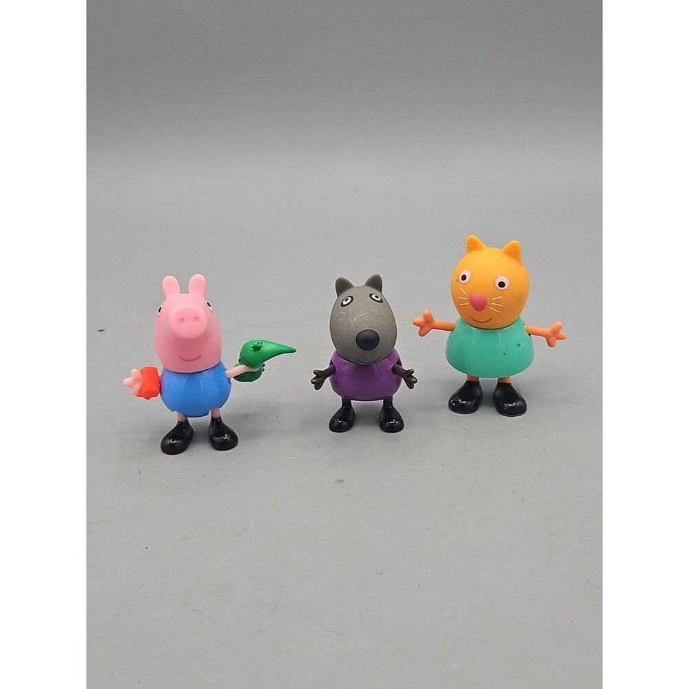 Lot of  3 Peppa Pig Toy Figures Wendy Wolf Candy Cat